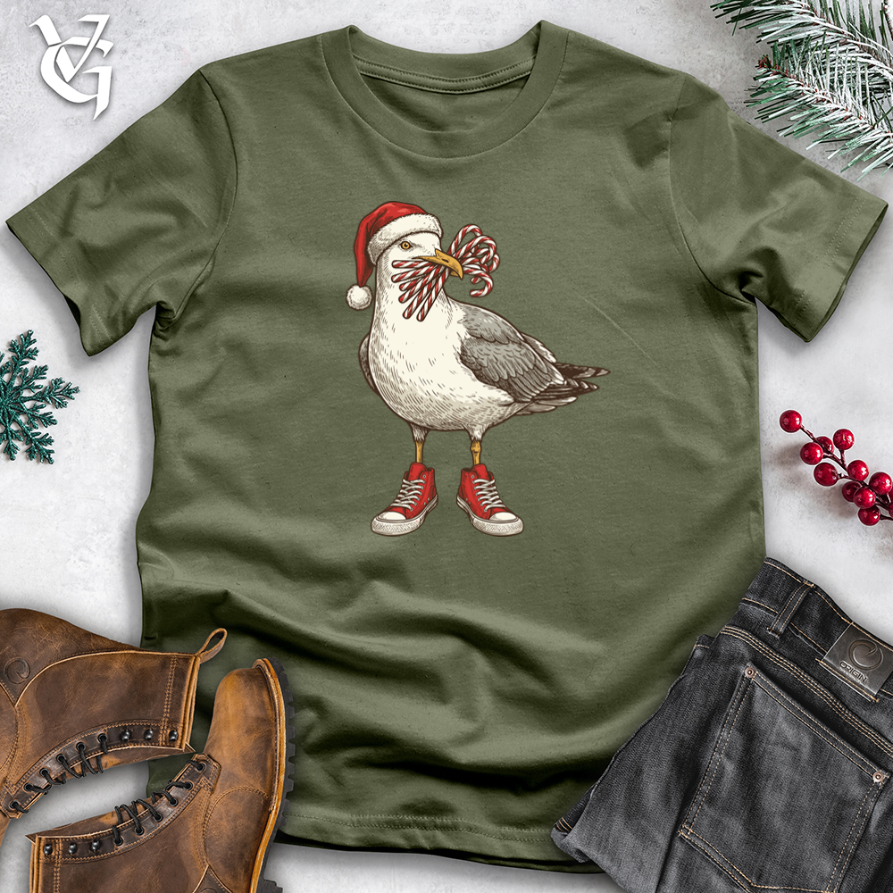 Viking Goods Christmas Seagull Softstyle Tee Military Green / S