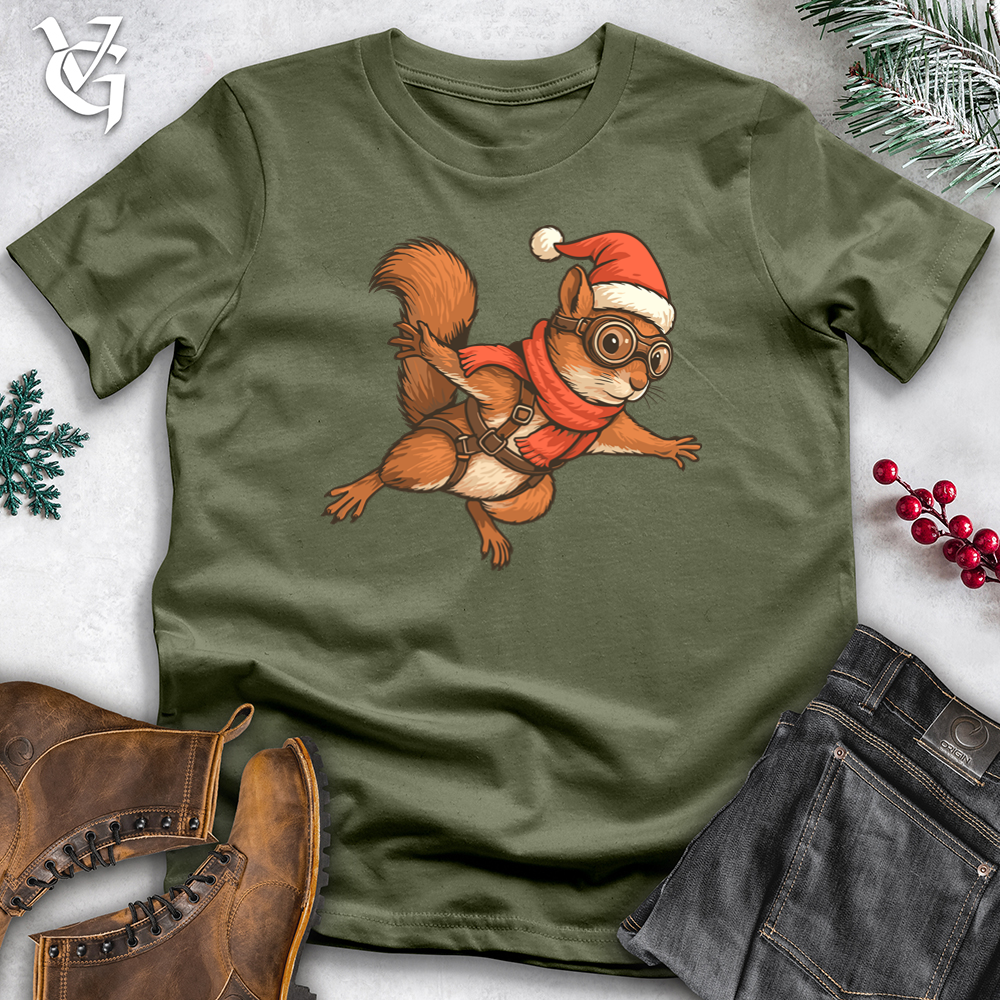 Viking Goods Christmas Skydiving Squirrel  Softstyle Tee Military Green / S