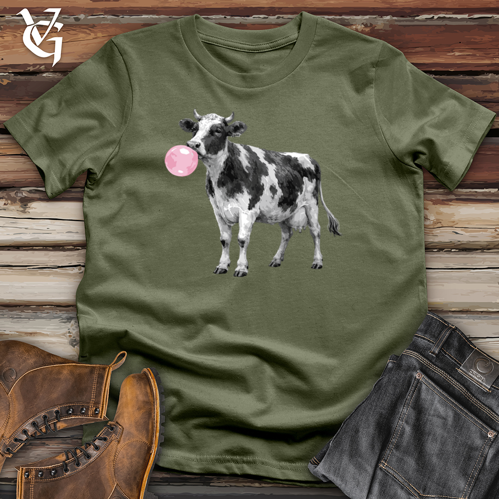 Viking Goods Cow With Bubble Gum Softstyle Tee Military Green / S