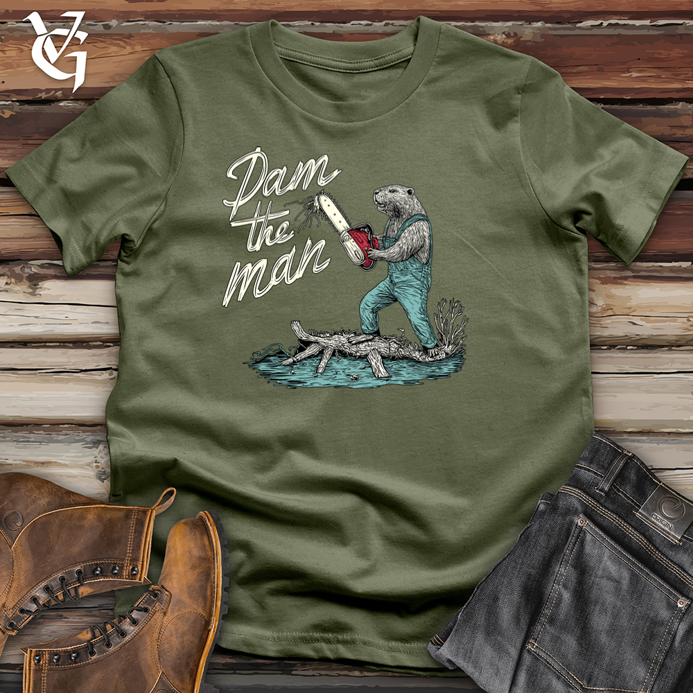 Viking Goods Dam The Man Beaver Softstyle Tee Military Green / S