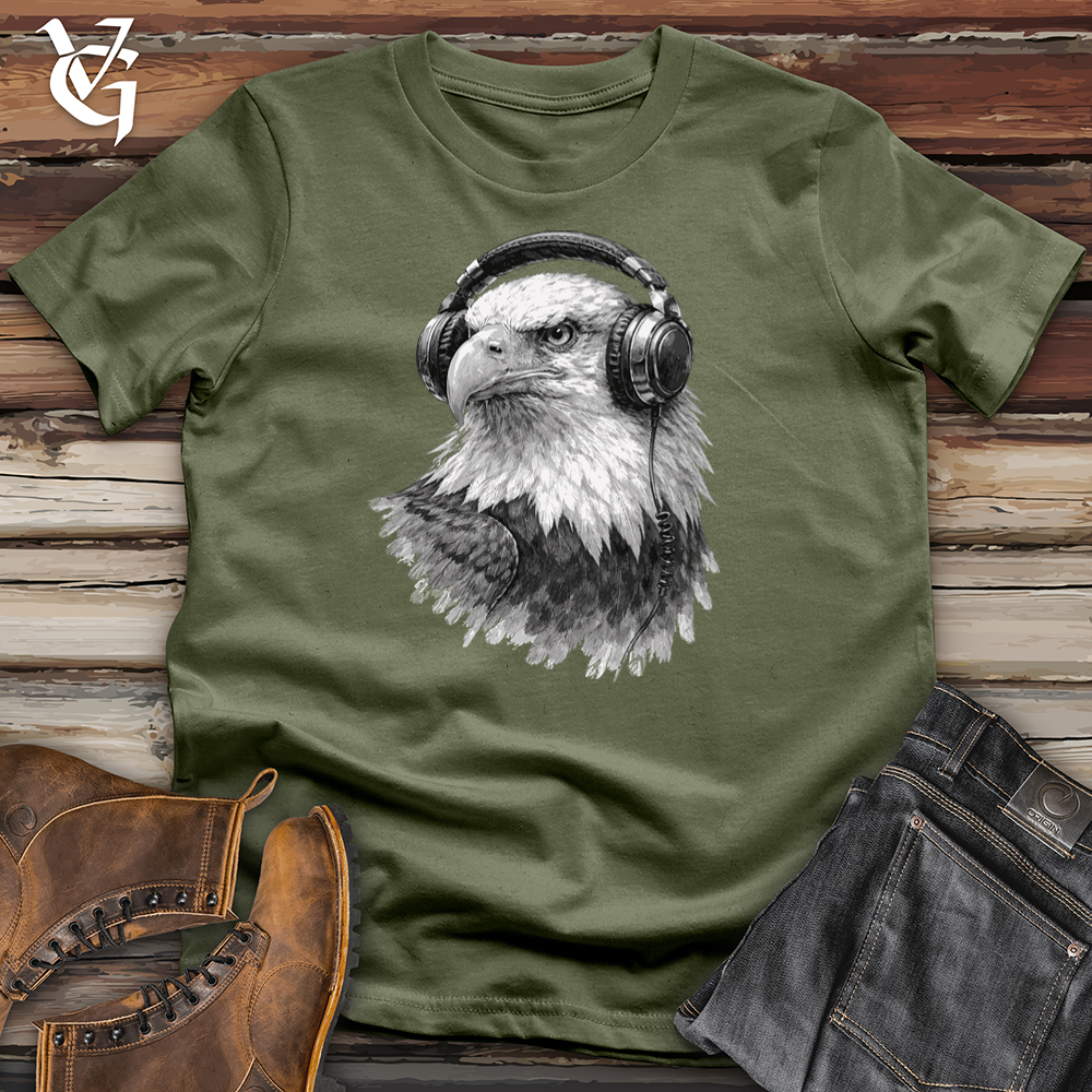 Viking Goods Eagle With Headphone Softstyle Tee Military Green / S
