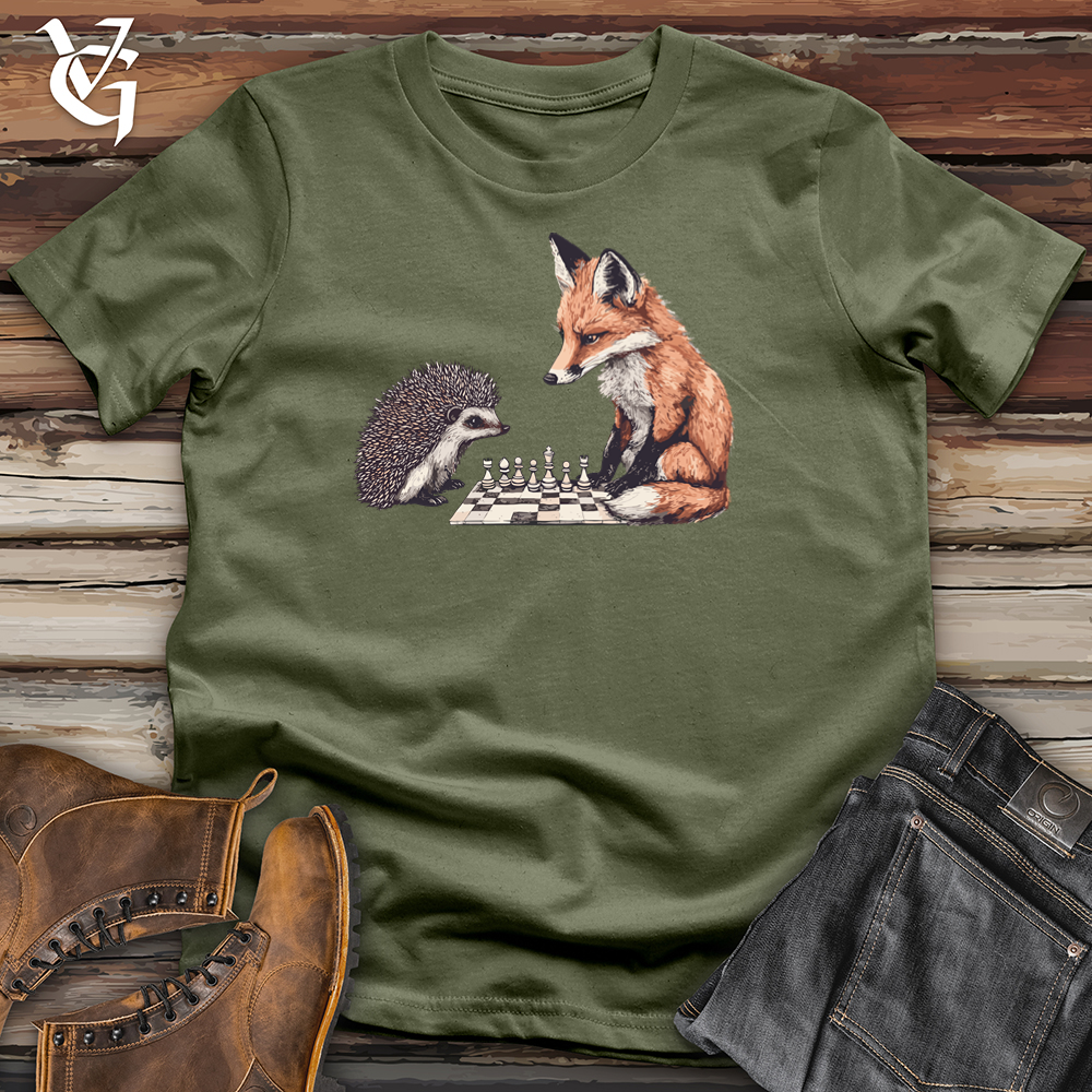 Viking Goods Fox Hedgehog Chess Match  Softstyle Tee Military Green / S