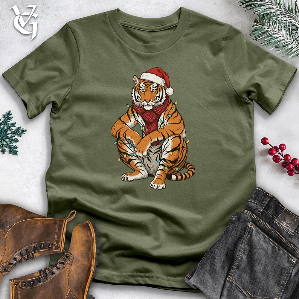 Viking Goods Holiday Tiger Sitting Softstyle Tee Military Green / S