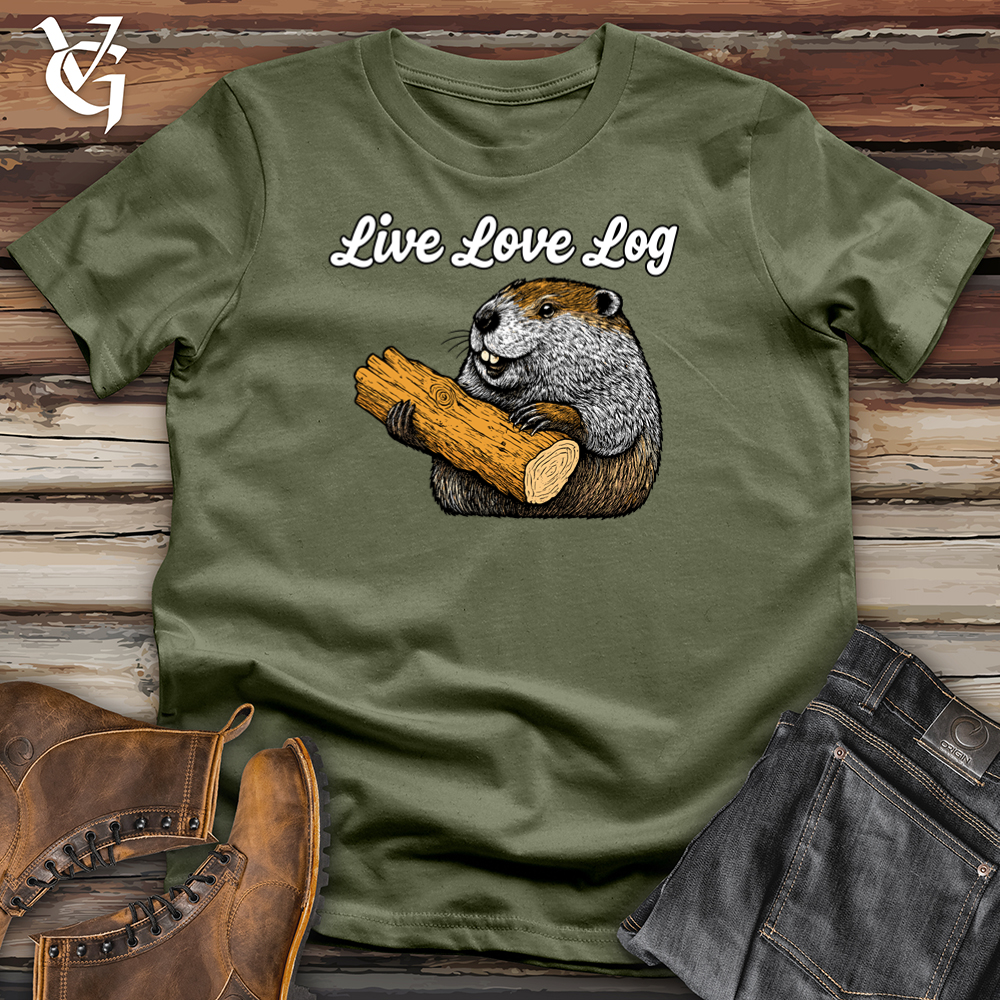 Viking Goods Live Love Log Beaver Softstyle Tee Military Green / S