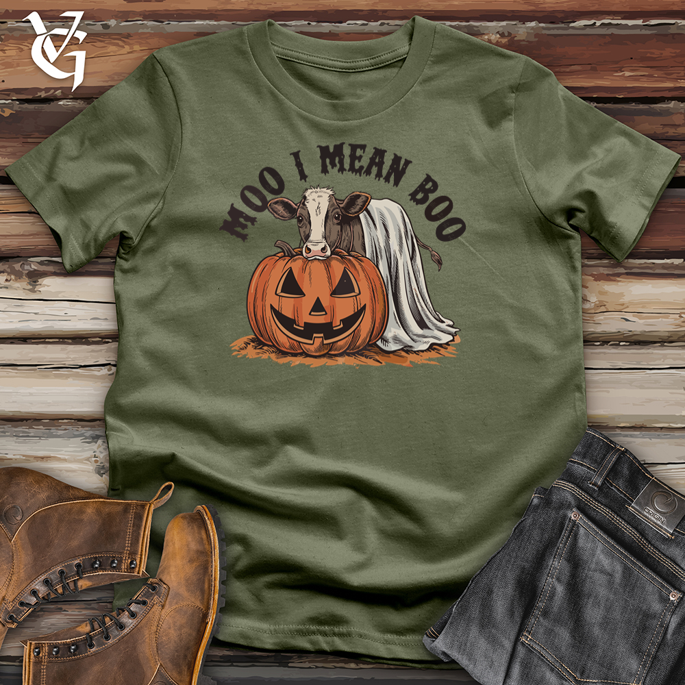 Viking Goods Moo I Mean Boo Ghostly Cow Softstyle Tee Military Green / S