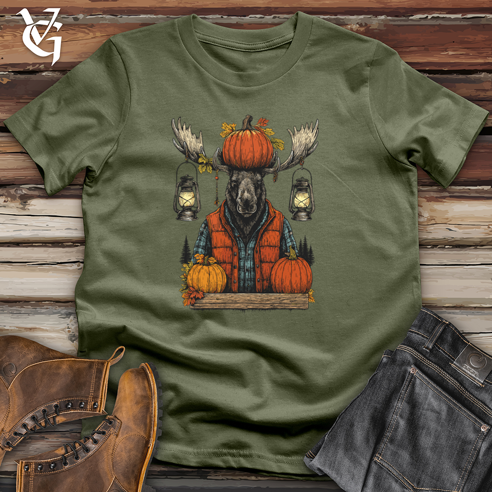 Viking Goods Moose With Lantern Softstyle Tee Military Green / S