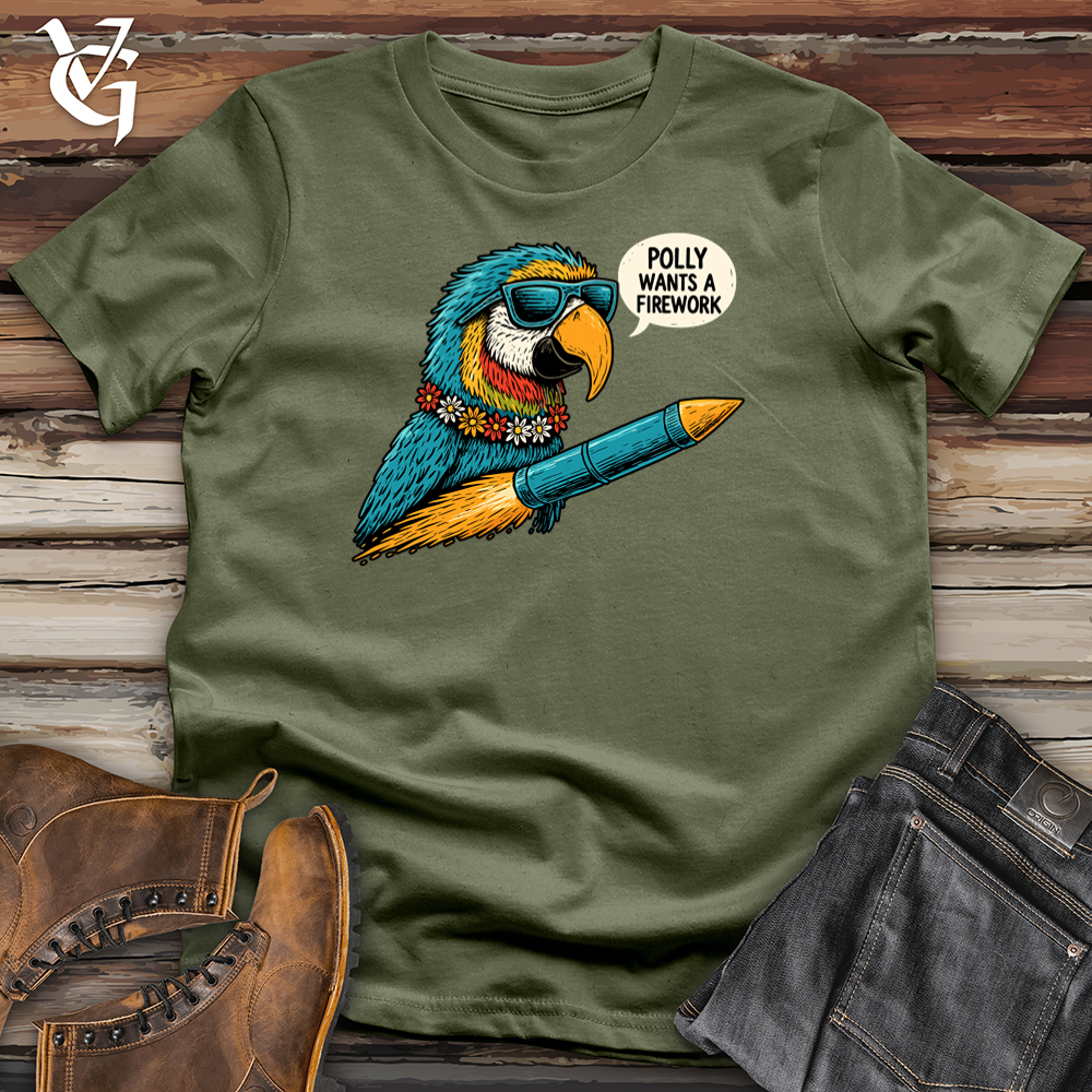 Viking Goods Polly Parrot Firework Softstyle Tee Military Green / S