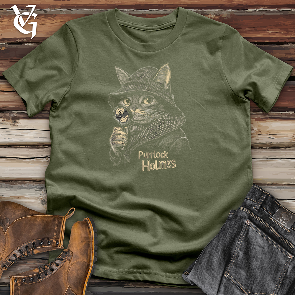 Viking Goods Purrlock Holmes Softstyle Tee Military Green / S