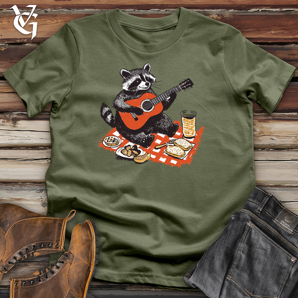 Viking Goods Raccoon Picknick Guitarist Softstyle Tee Military Green / S