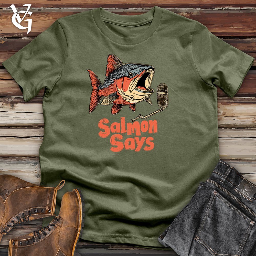 Viking Goods Salmon Says Softstyle Tee Military Green / S