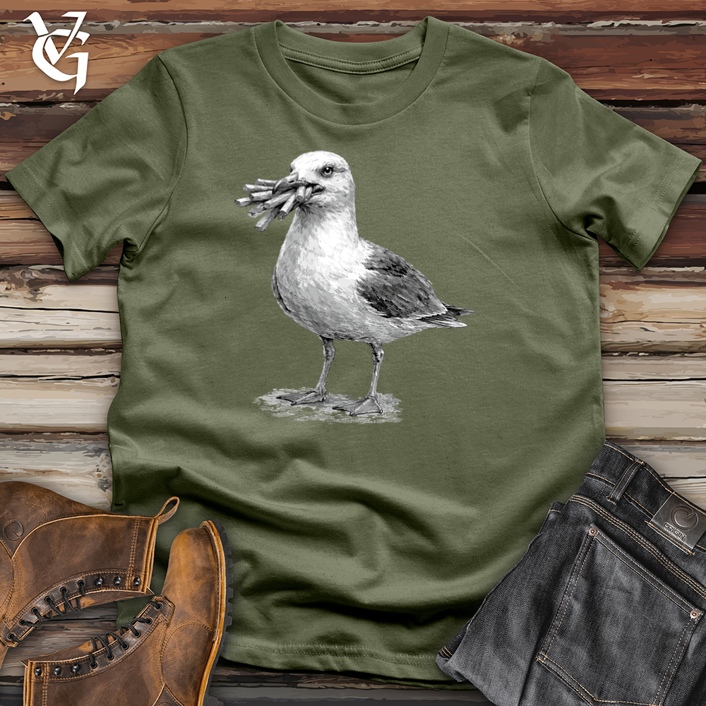 Viking Goods Seagull With French Fries Softstyle Tee Military Green / S