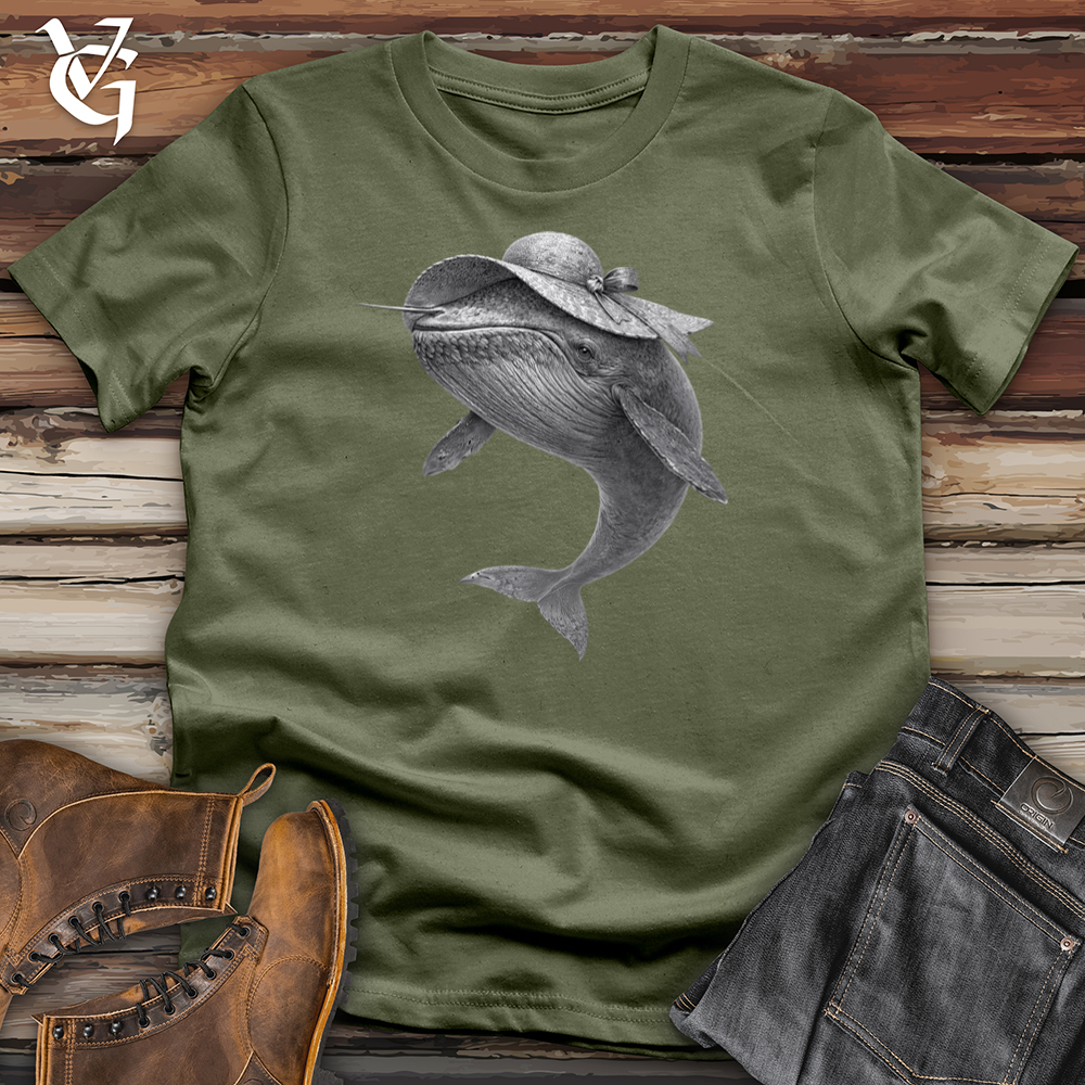 Viking Goods Whale in a Sun Hat Softstyle Tee Military Green / S