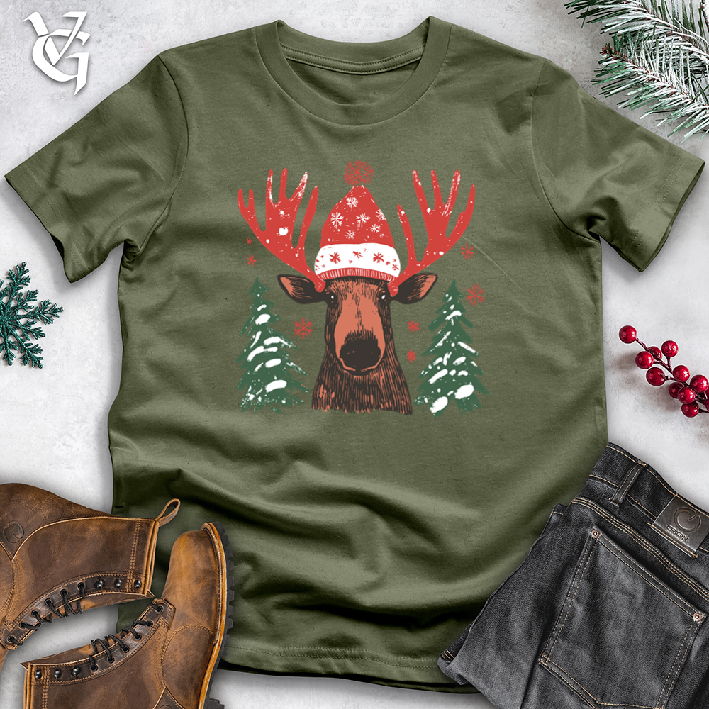 Viking Goods Merry &amp; Bright Moose Softstyle Tee Military Green / XS