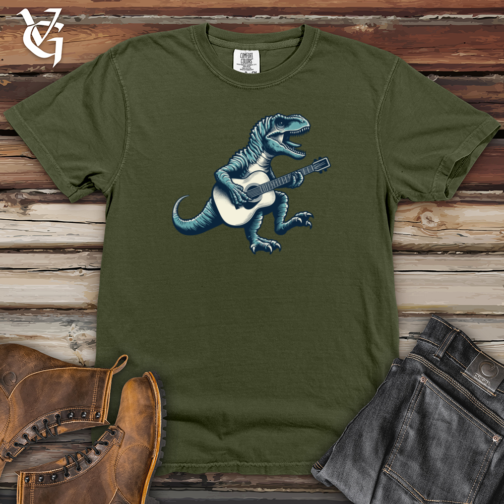 Viking Goods Dinosaur Playing Guitar Heavy Cotton Comfort Colors Tee Moss / L