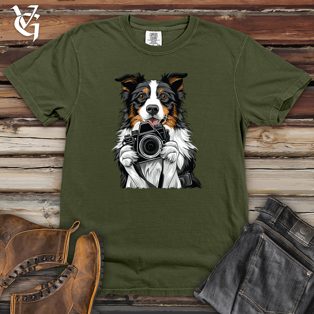 Viking Goods English Shepherd Shutterbug Charm Heavy Cotton Comfort Colors Tee Moss / L