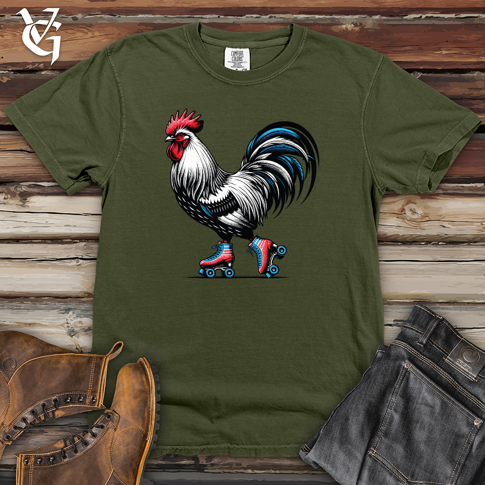 Viking Goods Rooster with Roller Skates Heavy Cotton Comfort Colors Tee Moss / L