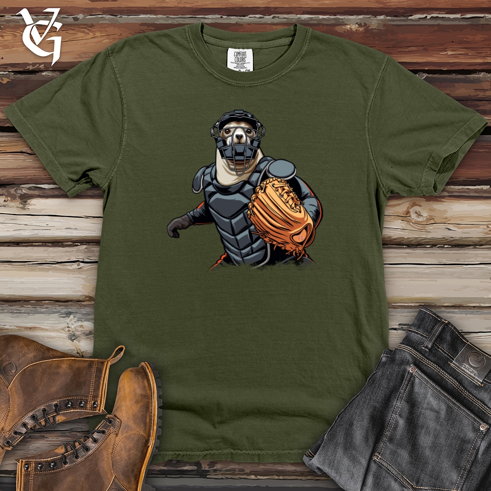 Viking Goods Sloth Baseball Catcher Heavy Cotton Comfort Colors Tee Moss / L