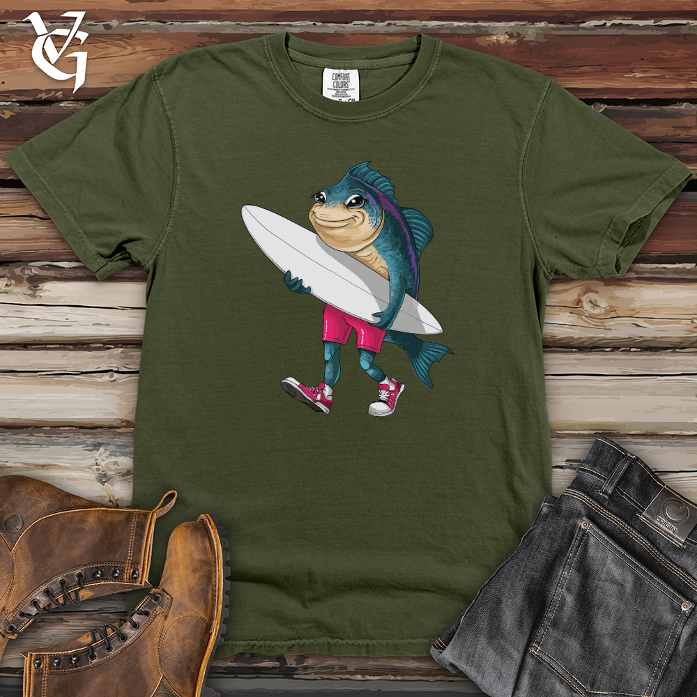 Viking Goods Surfing Fish Heavy Cotton Comfort Colors Tee Moss / L