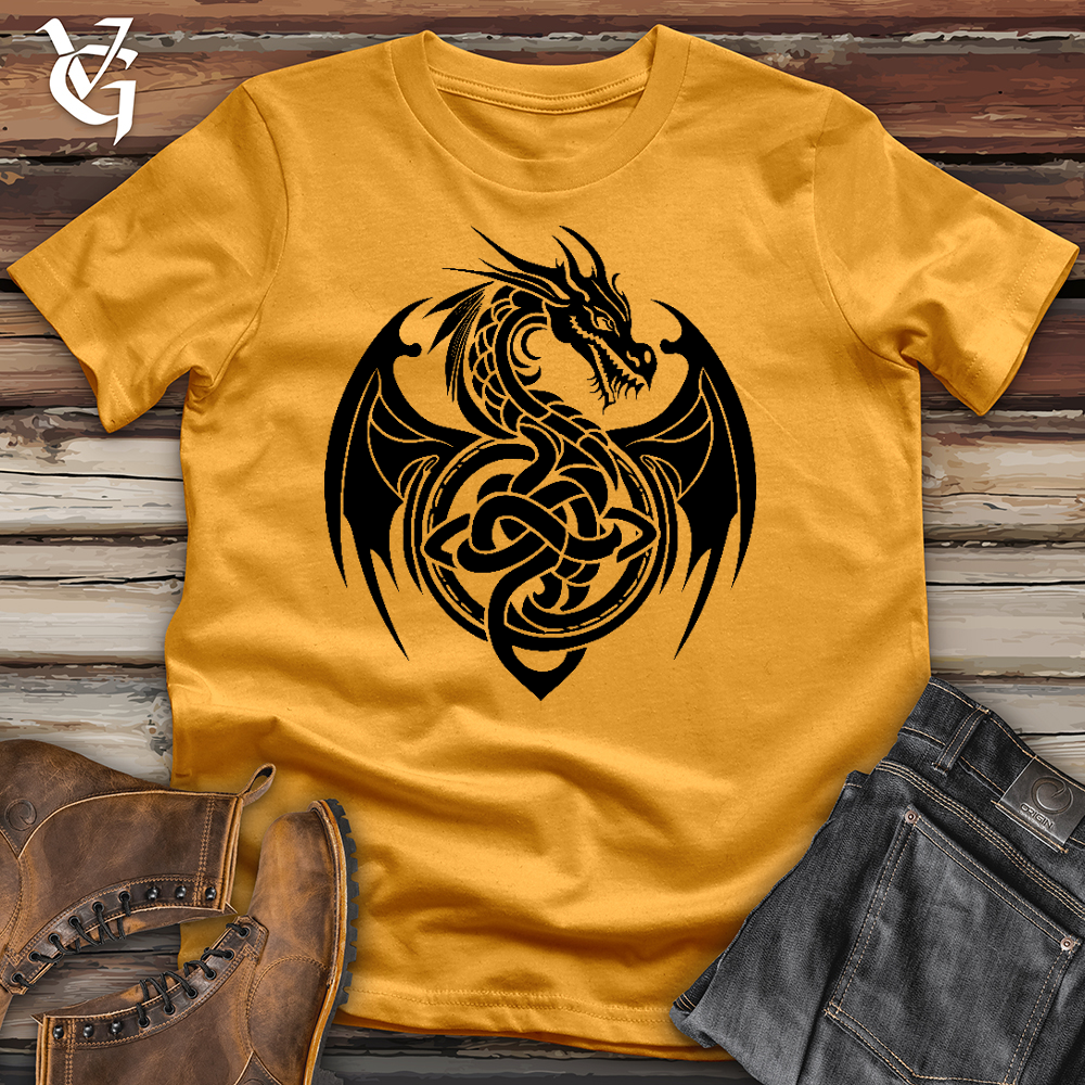 Viking Goods Celtic Rust Dragon Cotton Tee Mustard / L