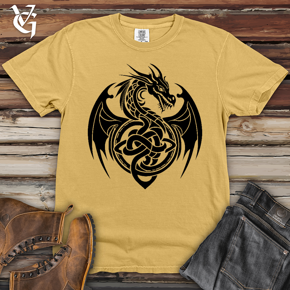 Viking Goods Celtic Rust Dragon Heavy Cotton Comfort Colors Tee Mustard / L