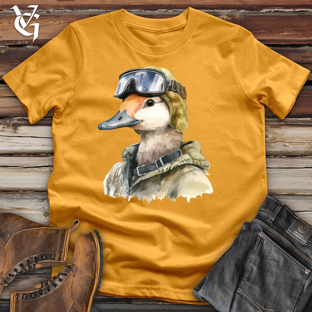Viking Goods Funny Goose Aviator Hat Cotton Tee Mustard / L