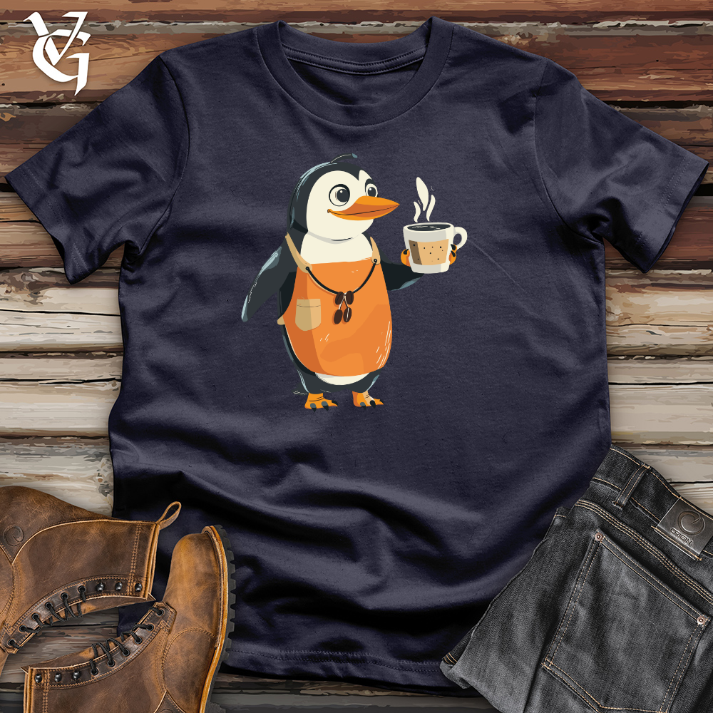 Viking Goods Barista Penguin Brew Cotton Tee Navy / L
