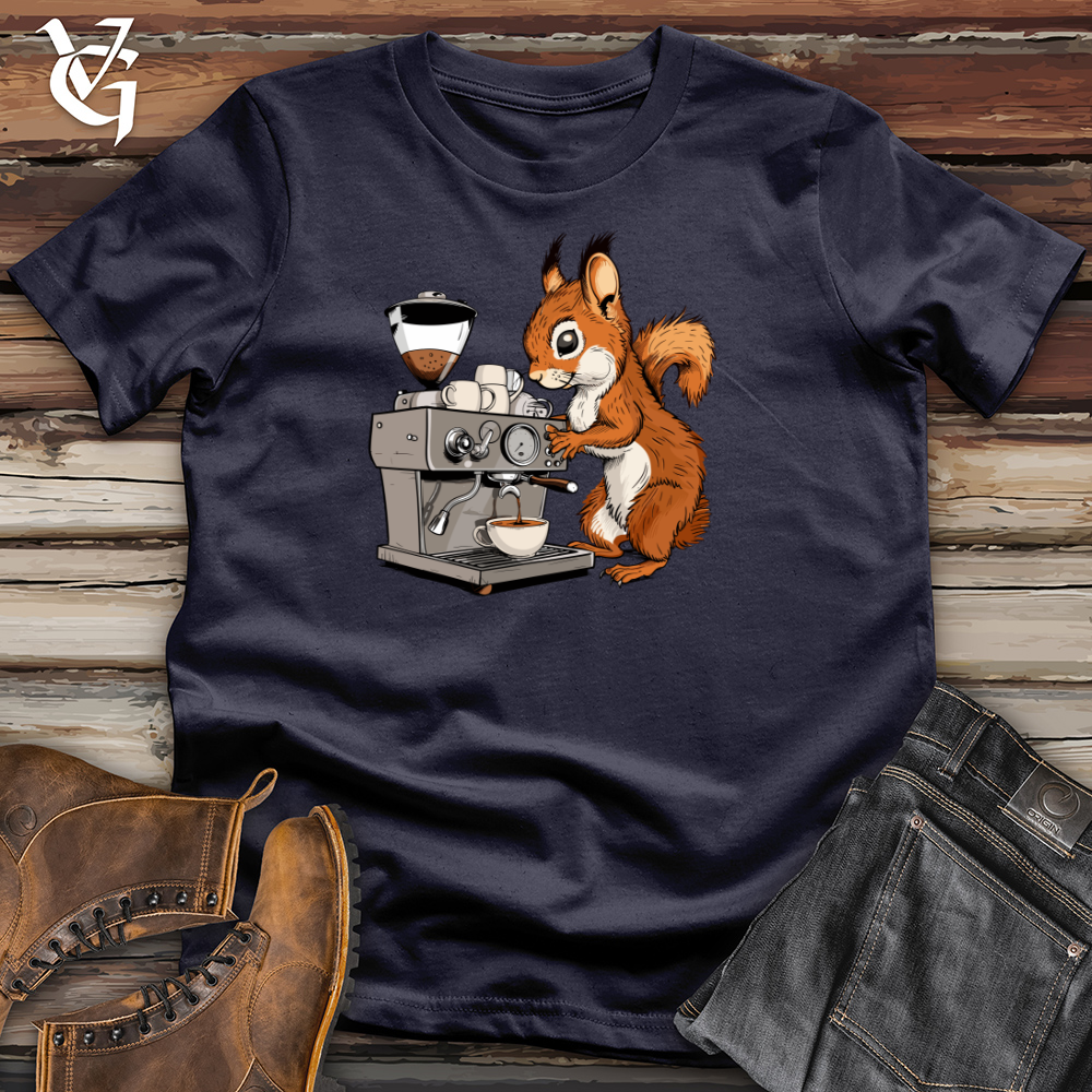 Viking Goods Barista Squirrel Pour Cotton Tee Navy / L