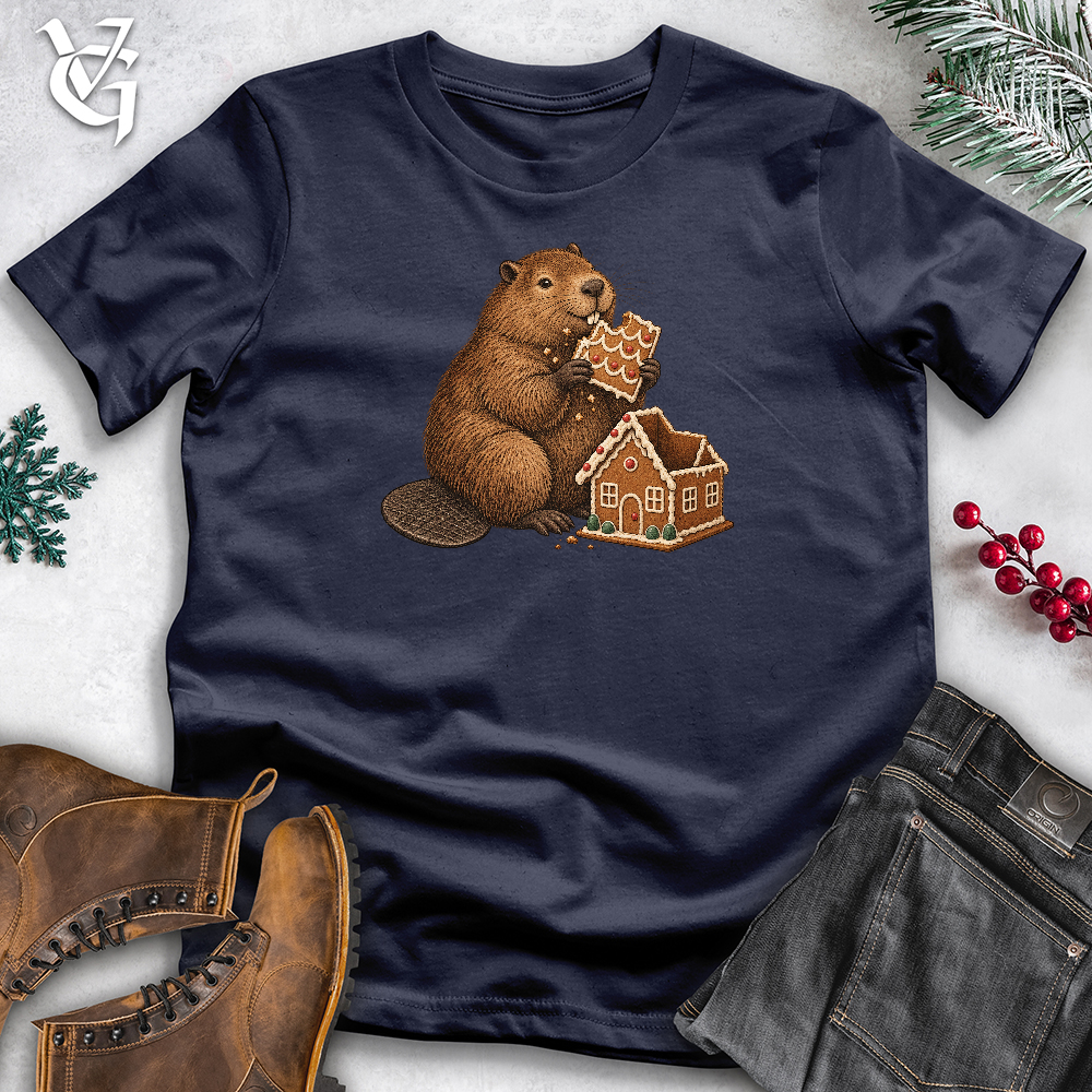 Viking Goods Beaver Gingerbread House Softstyle Tee Navy / L