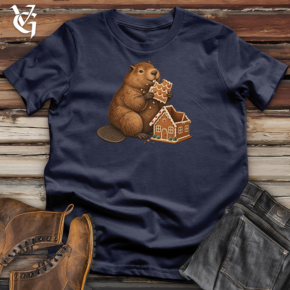 Viking Goods Beaver Gingerbread House Tee Navy / L