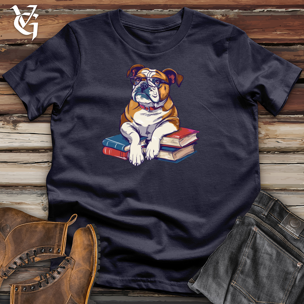 Viking Goods Bulldog Librarian Wisdom Cotton Tee Navy / L