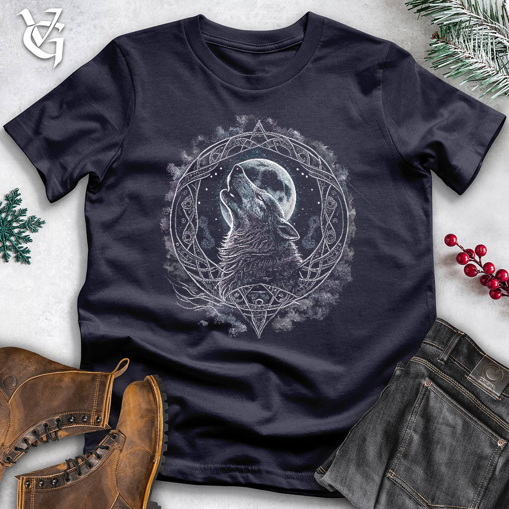 Viking Goods Celtic Howling Wolf Cotton Tee Navy / L