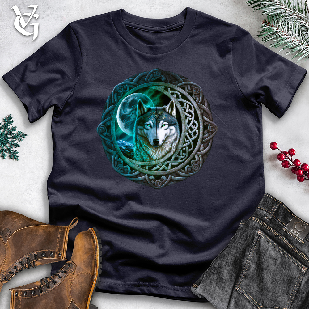 Viking Goods Celtic Moon Wolf Cotton Tee Navy / L