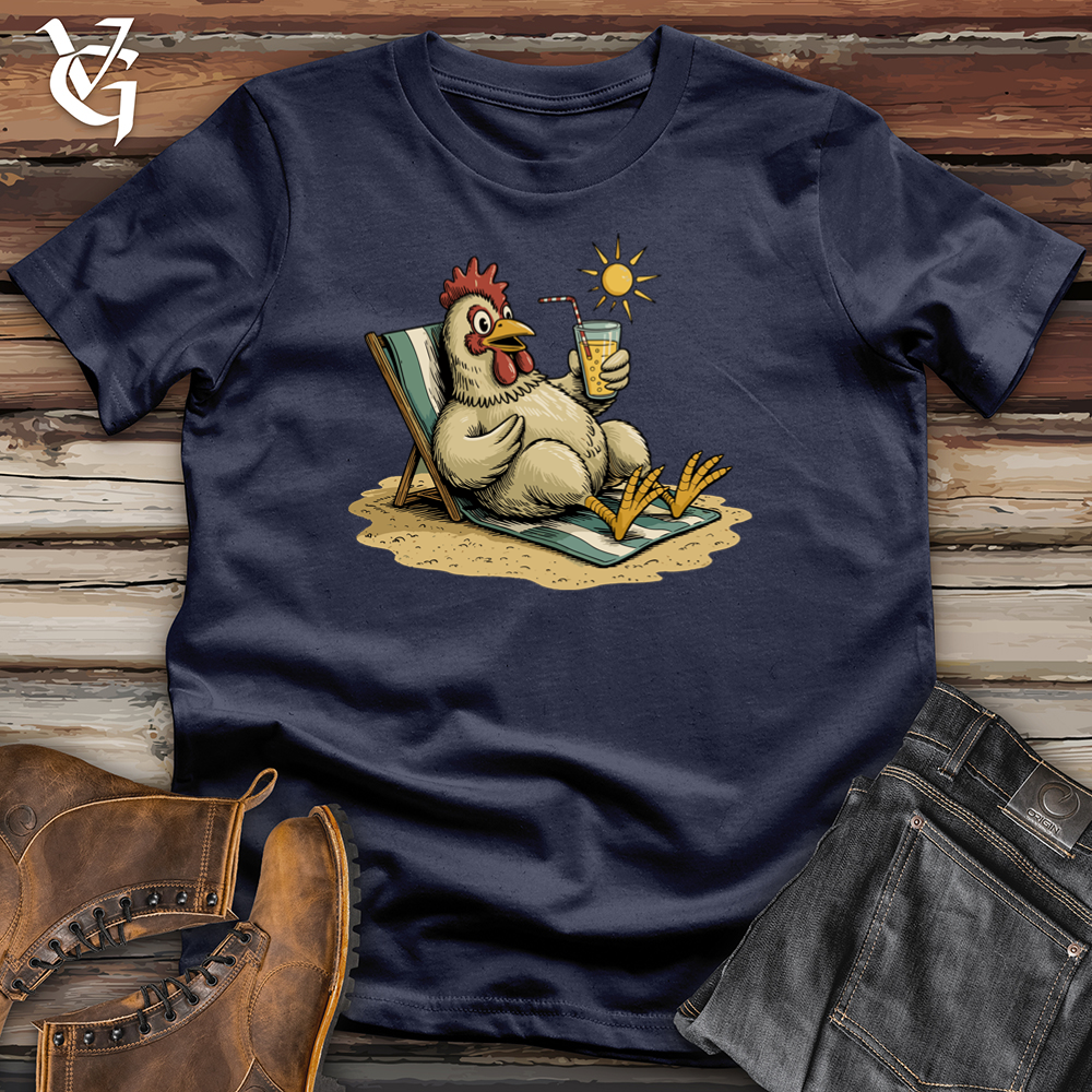 Viking Goods Chicken With Glasses of Cocktail Tee Navy / L
