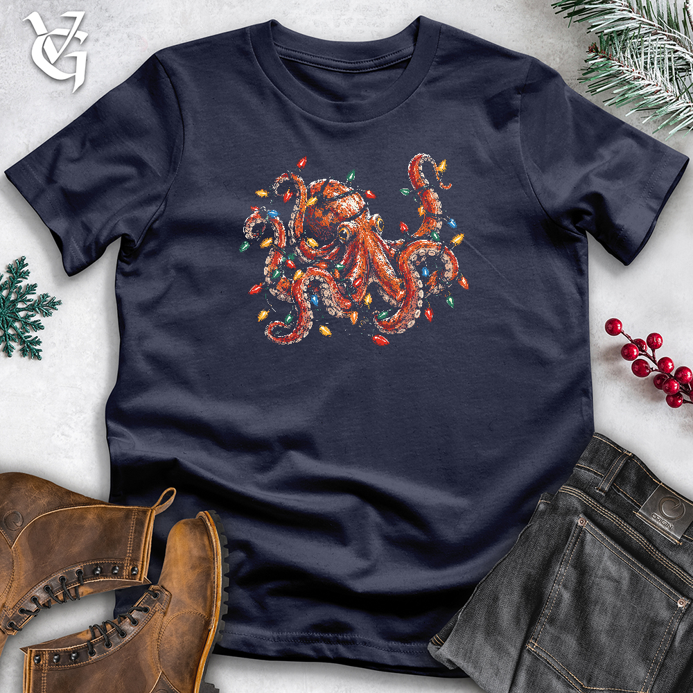 Viking Goods Christmas Lights Octopus Softstyle Tee Navy / L