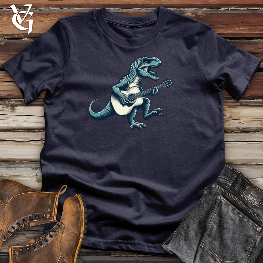 Viking Goods Dinosaur Playing Guitar Cotton Tee Navy / L