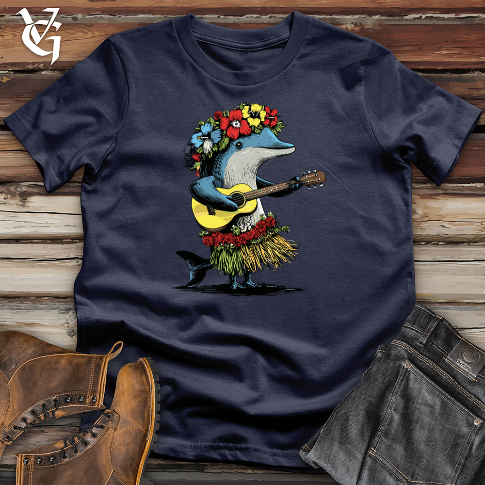 Viking Goods Dolphin Playing The Guiter Softstyle Tee Navy / L