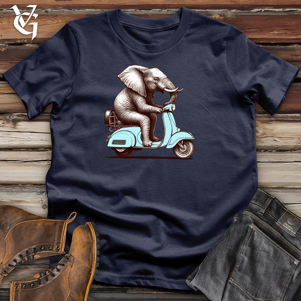 Viking Goods Elephant  Sitting Top a Scooter Softstyle Tee Navy / L