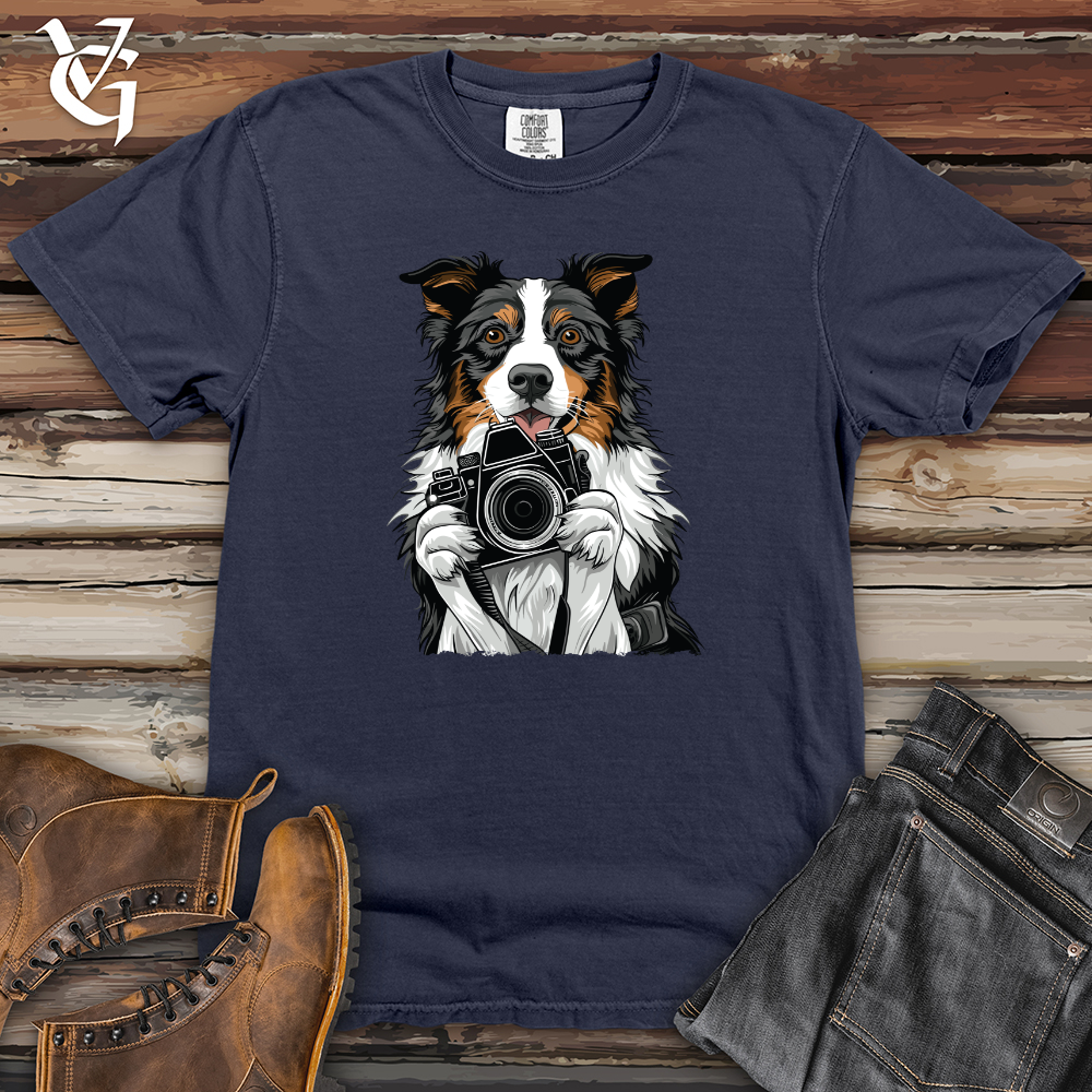 Viking Goods English Shepherd Shutterbug Charm Heavy Cotton Comfort Colors Tee Navy / L