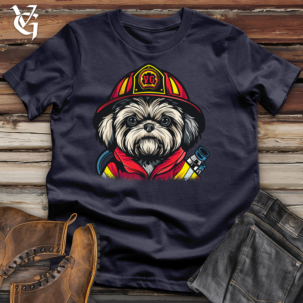 Viking Goods Firefighter Shih Tzu Cotton Tee Navy / L