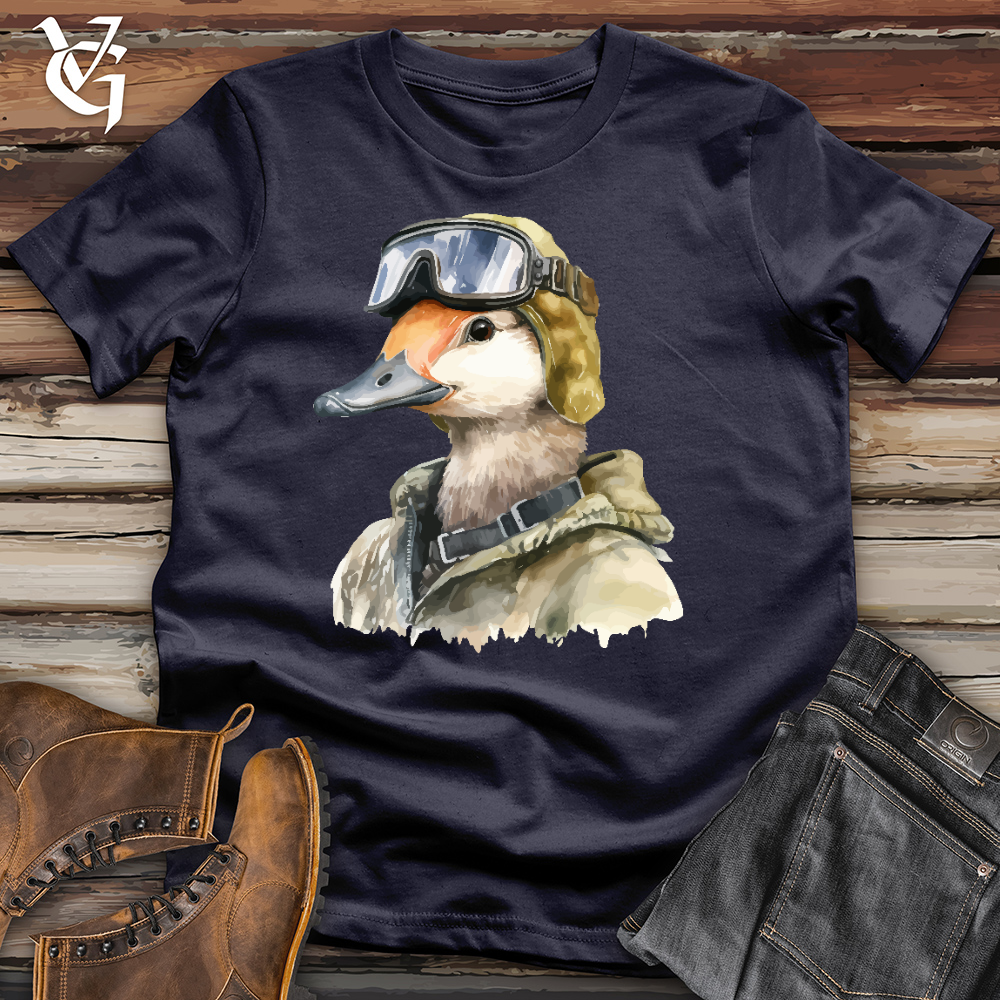 Viking Goods Funny Goose Aviator Hat Cotton Tee Navy / L