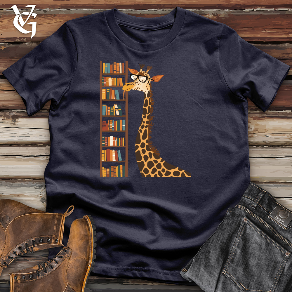 Viking Goods Giraffe Librarian Look Cotton Tee Navy / L