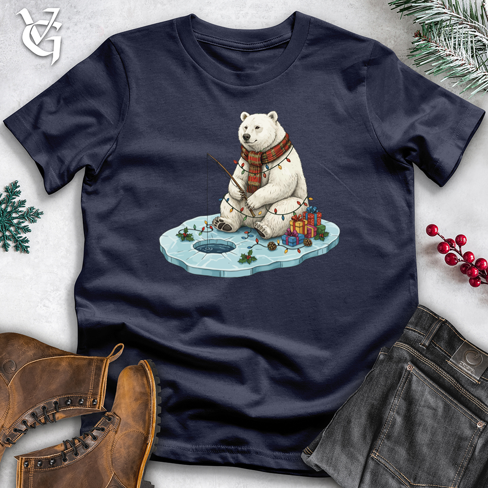 Viking Goods Holiday Polar Bear Ice Fishing Tee Navy / L