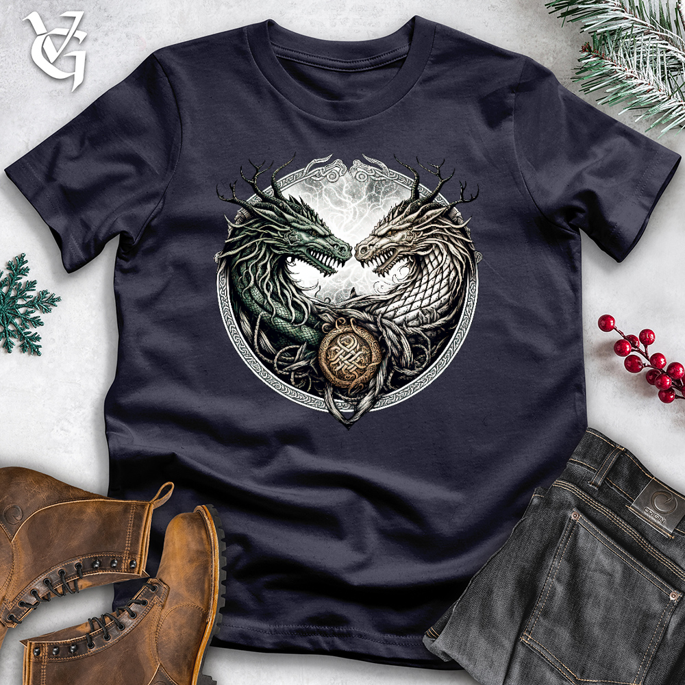 Viking Goods Horned Twin Dragons Cotton Tee Navy / L