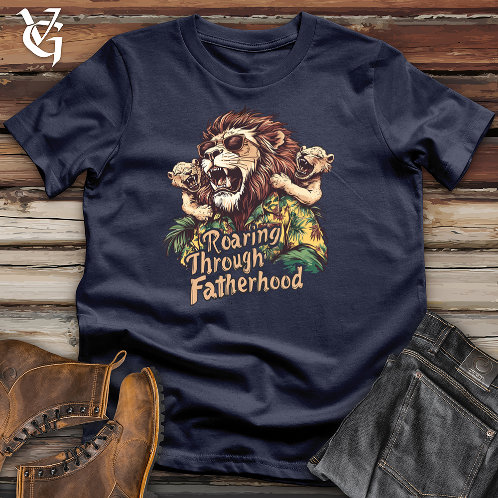 Viking Goods Lion Roaring Through Fatherhood Softstyle Tee Navy / L