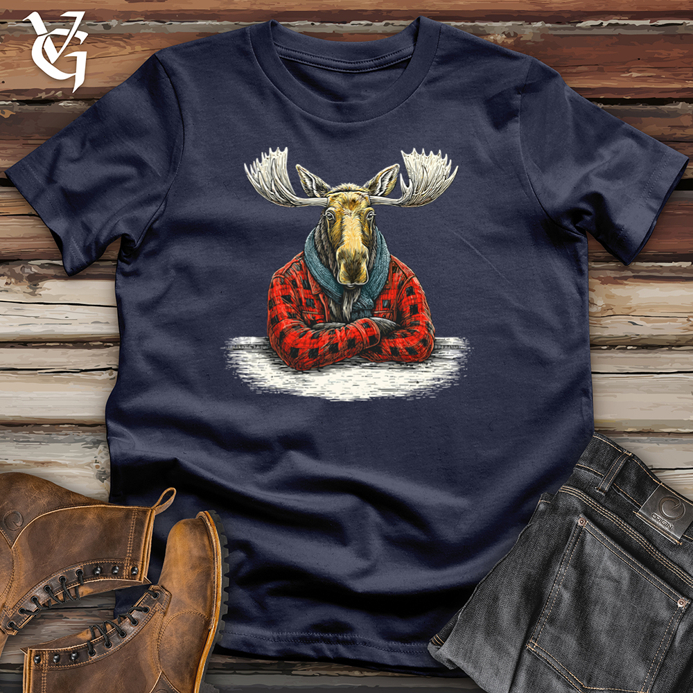 Viking Goods Moose Flannel Softstyle Tee Navy / L