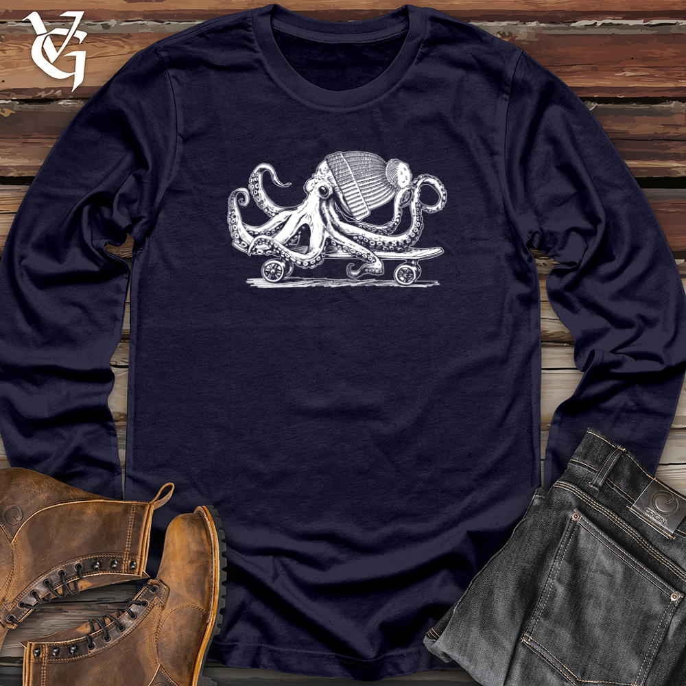 Viking Goods Octopus Chillin Skateboard Long Sleeve Navy / L
