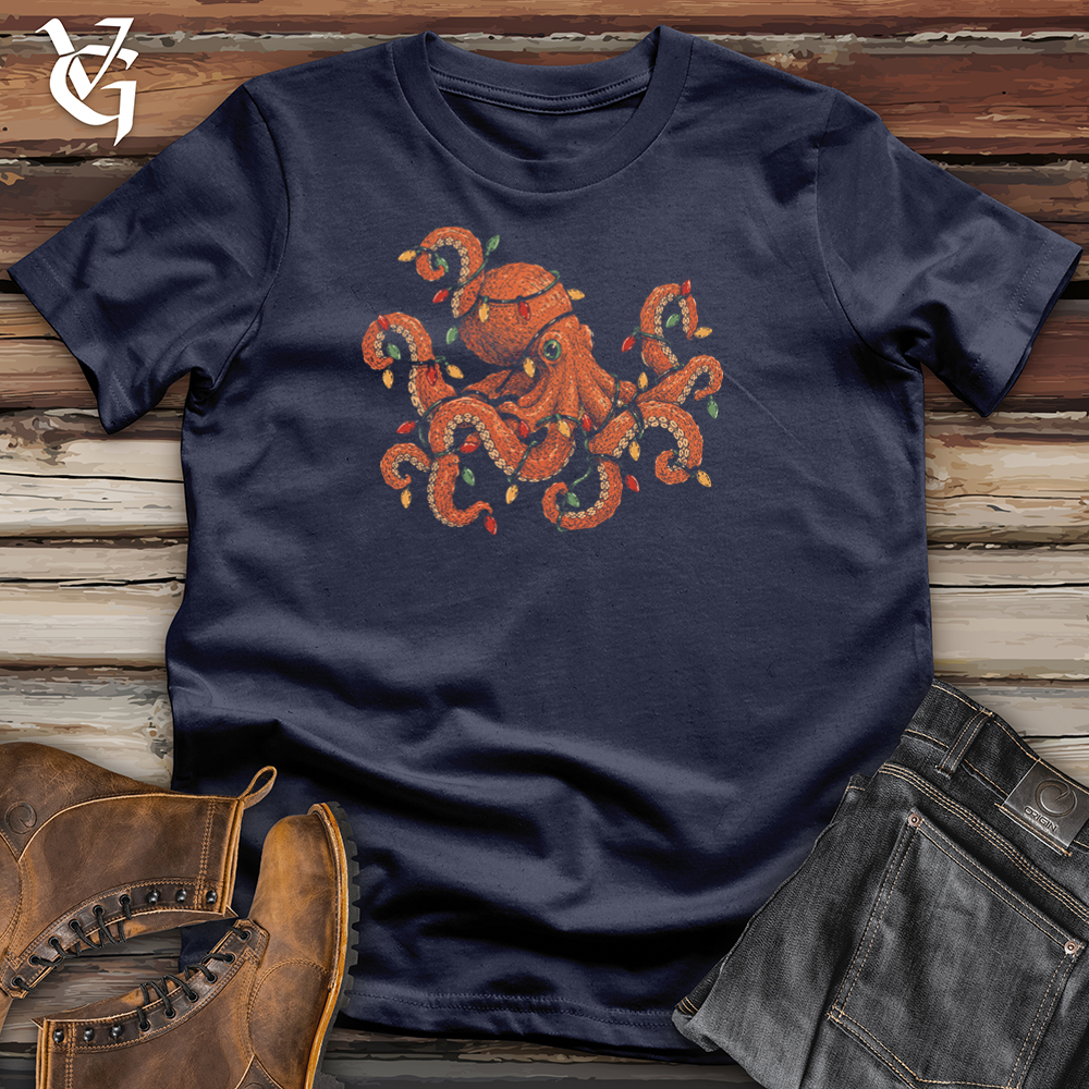 Viking Goods Octopus Christmas Lights Tee Navy / L