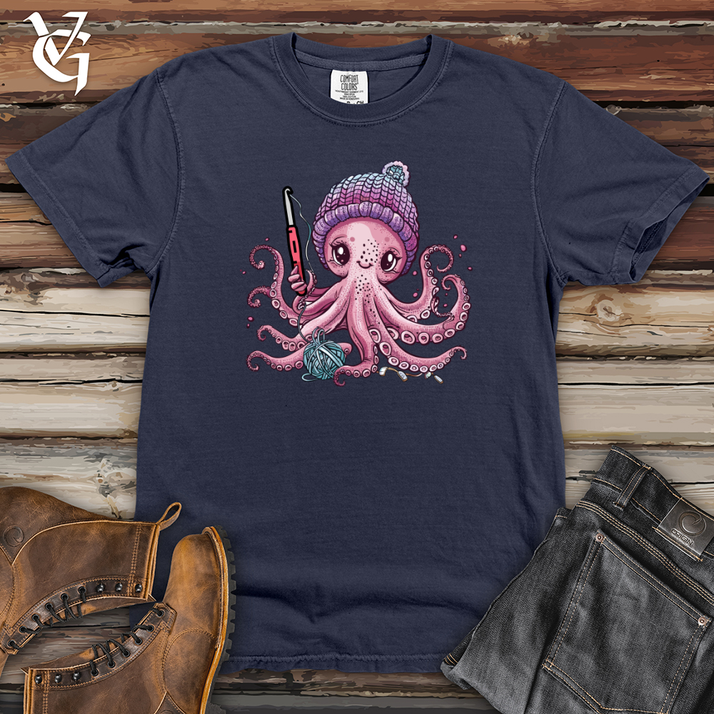 Viking Goods Octopus Crochet Heavy Cotton Comfort Colors Tee Navy / L