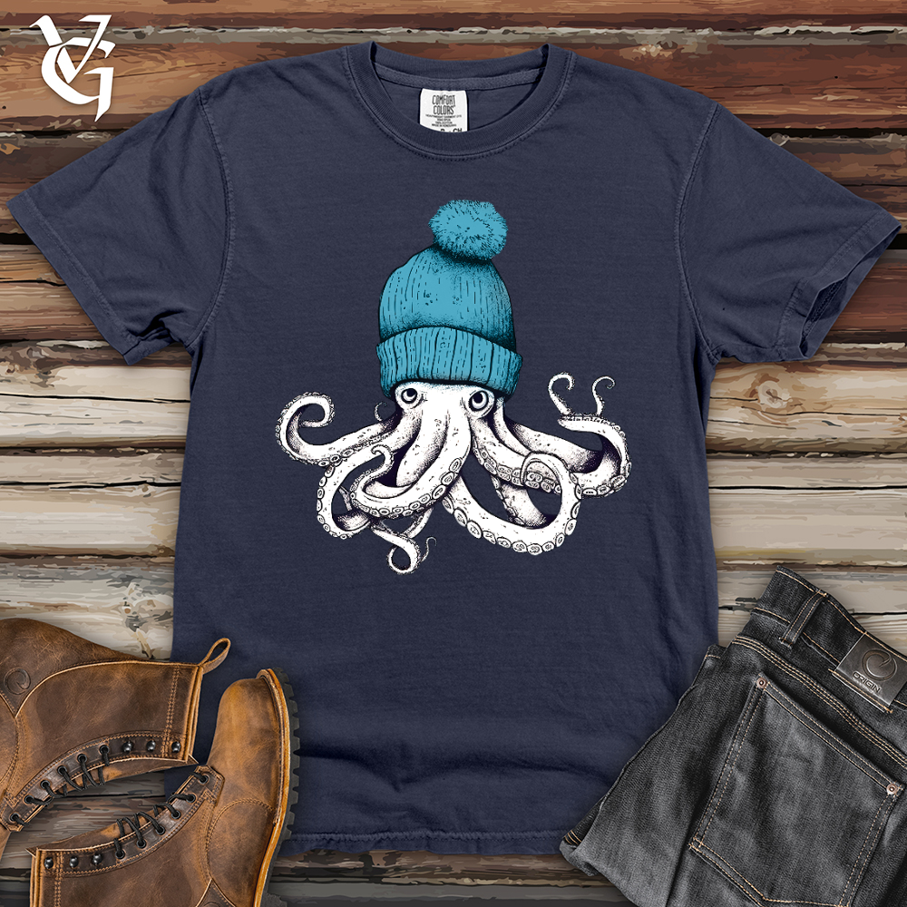 Viking Goods Octopus Wearing Beanie Heavy Cotton Comfort Colors Tee Navy / L
