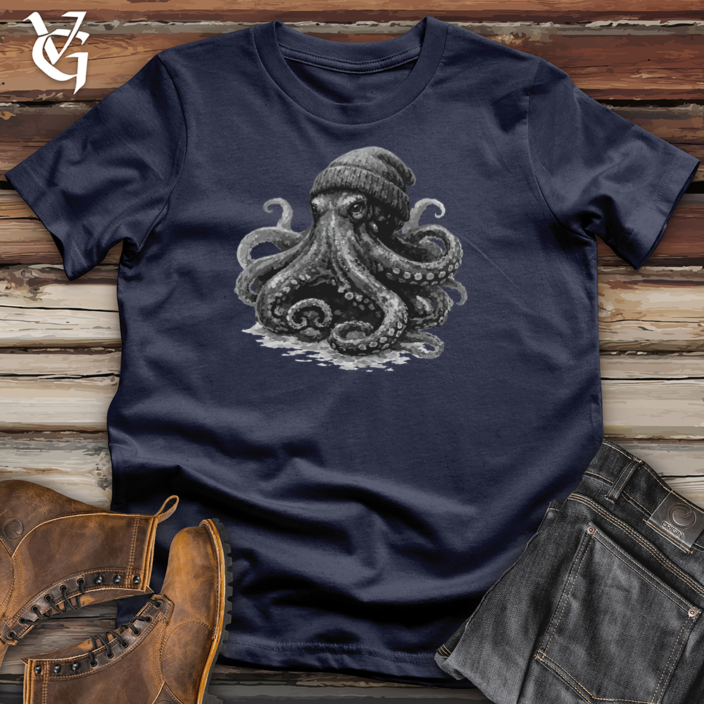Viking Goods Octopus with Beanie Tee Navy / L
